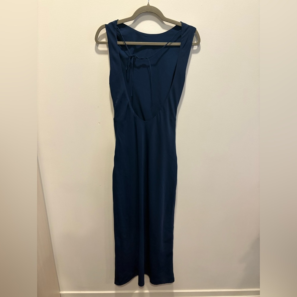 Abercrombie & fitch open back navy maxi cocktail wedding guest dress medium - Picture 6 of 7